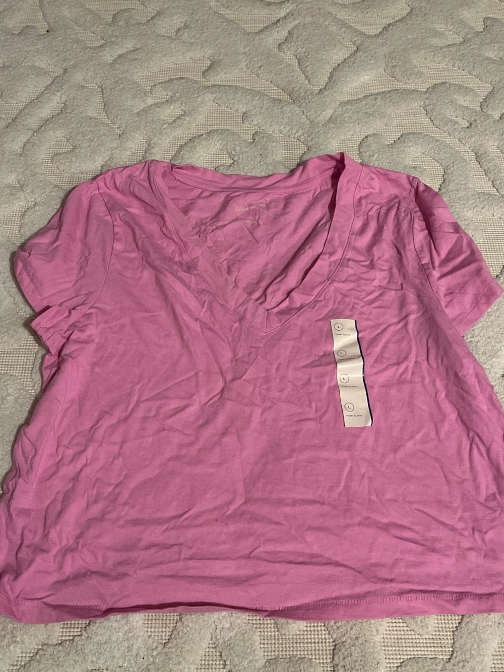 Women's Neon Pink V-Neck Cotton Tee